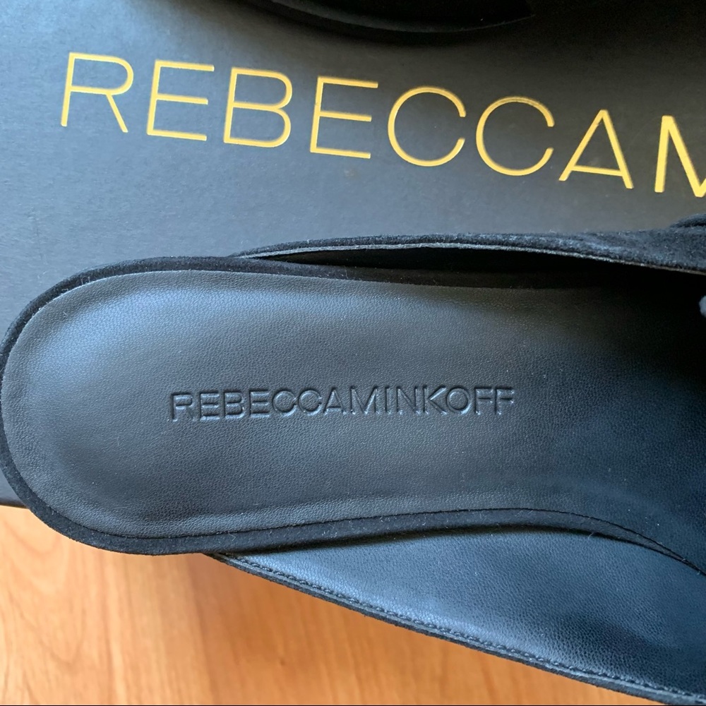 New Rebecca Minkoff Mika Black Suede Mule Flats - Picture 3 of 11